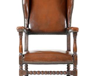 Early English William & Mary Oak Wing Back Chair