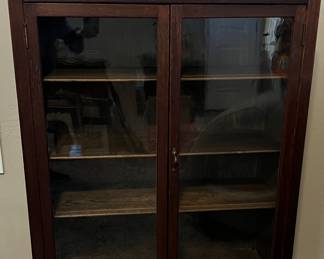 Vintage Bookcase w Glass Doors and Castors
