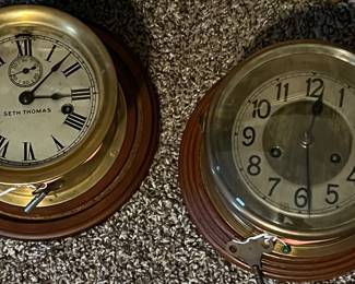 Antique Brass Ships Clock x 2