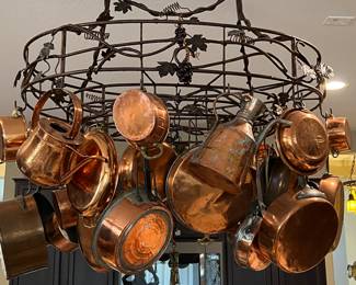 An assortment of Copper Pans and the Rack is also for sale!