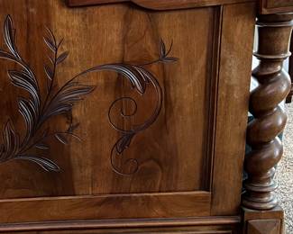 3-Piece French Twist Bedroom Set: cica 1880, Walnut Bed, Dresser, Armoire