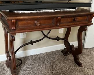 Vintage Desk w Iron Cross Bar