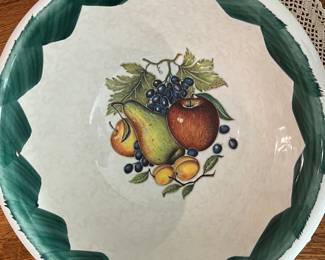 Vintage Large Italian Garantito Per Alimenti Hand Painted Ceramic Bowl