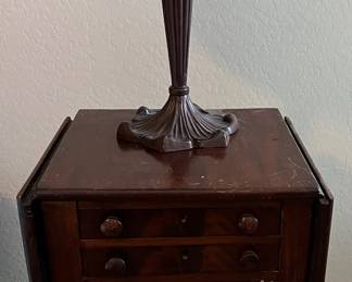 Drop-Leaf Side Table, Tiffany Style Lamp
