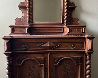 3-Piece French Twist Bedroom Set: circa 1880, Walnut Bed, Dresser, Armoire