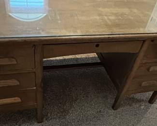 Vintage Oak Military Desk