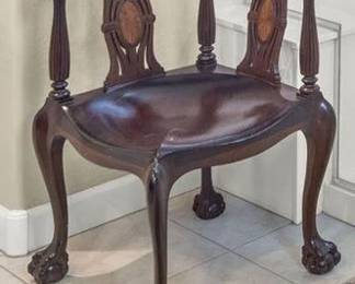 Corner Chair w Ball & Claw Foot