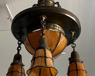 Arts & Crafts Slag Chandelier Amber