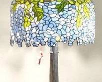 Tiffany Style Lamp w Tree Trunk Base