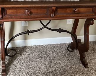 Vintage Desk w Iron Cross Bar