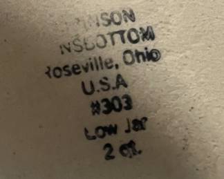 Robinson Ransbottom Roseville Blue Stripe 2 Qt. Low Jar Stoneware Crock #303