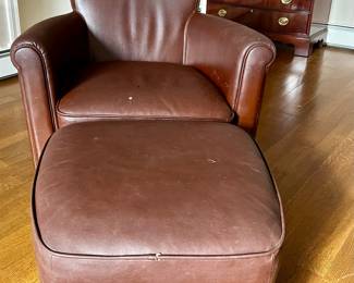 Leather Armchair & Ottoman