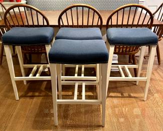 (4) Ethan Allen Bar Stools with Nailhead Trim - Seat Height - 31"