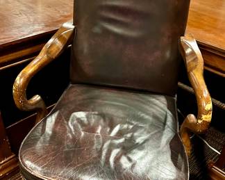 Leather Desk Chair with Nailhead Trim