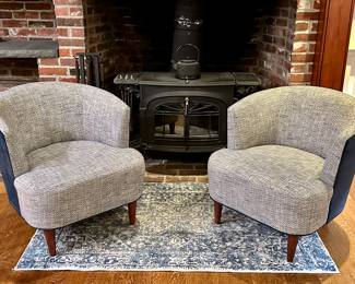 (2) Mitchell Gold Barrel Armchairs