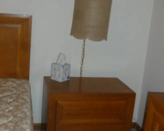 nightstand & wicker lamp