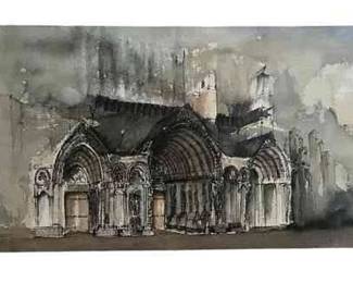 Large Cathedral Giclee On Canvas, Signed In Plate