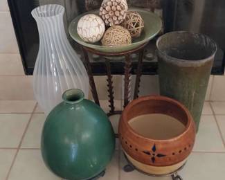 Glass, Ceramic and Metal Display Vases