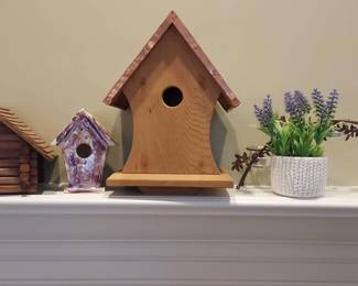 Decorative Ceramic and Wooden Birdhouses and Decor