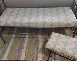 Upholstered Metal Benches and Indian Rag Rug