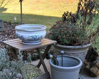 Mosaic Platters, Flower Pot Hose Keeper, Table And Flower Pots