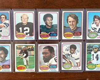 1976 Topps Football cards. 90 cards including Bradshaw, Staubach, and Randy White and Jones Rookies