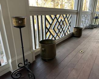 Large brass planters 