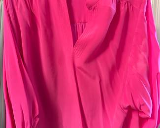 Trina Turk silk blouse in Barbie pink