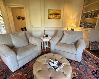 Oversized neutral chairs, Hickory Chair Co. Ottoman