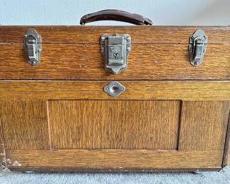 Vintage H. Gernstner & Sons Wood Sewing Box On Wheels Full Of Sewing Supplies & Notions
Lot #: 12