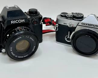 Vintage 35mm Cameras: Olympus OM-2, Ricoh XR-P Multi-Program & Light Meter
Lot #: 10