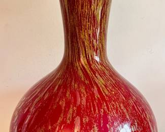 Tarnowiec Extra Large Hand Blown Art Glass Vase With Gold Accents, Poland
Lot #: 3