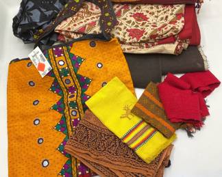 2 Large Tapestries & 7 Scarves, 1 Tote Bag, Some New With Tags
Lot #: 154