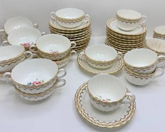 Vintage Derby China: 24 Saucers In 2 Sizes, 12 Soup Bowls, 8 Tea Cups, With Appraisal, Matches Lot 1
Lot #: 2