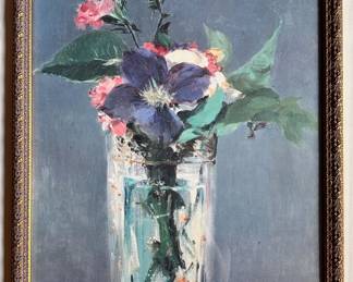 Art Print Of Manet's Carnations & Clematis In Ornate Gold Frame
Lot #: 143
