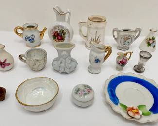 15 Vintage Miniature Jugs, Vases & Other Vessels, Including Limoges, Some With Gold Accents
Lot #: 81