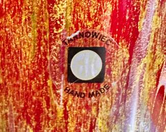 Tarnowiec Extra Large Hand Blown Art Glass Vase With Gold Accents, Poland
Lot #: 3