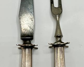 Antique Monogrammed Carving Set With Sterling Silver Handles: Knife & 2 Prong Fork
Lot #: 30