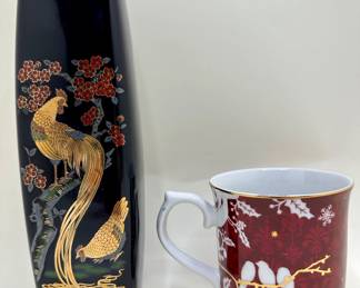 Japanese Vase With Gold Peacock & Never Used Starbucks Asian Style Mug
Lot #: 178