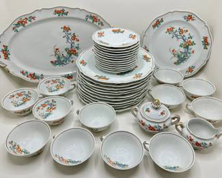 Vintage Limoges Orange Tree China For 12: Plates, Tea Cups, Saucers, Creamer, Sugar Bowl & Platter, Unused
Lot #: 5