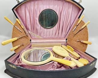 Vintage French Ivory Vanity Set In Silk Box
Lot #: 11