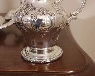 Danish Crown by Hermann Bauer Sterling Silver Tea Service w/ matching Sterling Silver Candelabra ( not weighted)