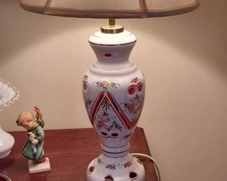 Bohemian Glass Cut to Clear Lamp w/ Night Light