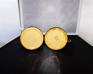 American Art Pottery JB Owens Brown Standard Glaze Pitcher & Mugs "1035"