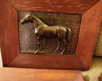 Old Bronze Horse Racing Trophy Wall Plaque, Circa 1950's