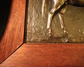 Old Bronze Horse Racing Trophy Wall Plaque, Circa 1950's