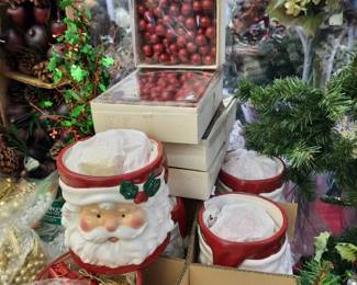 . . . Santa planters and cherries/berries