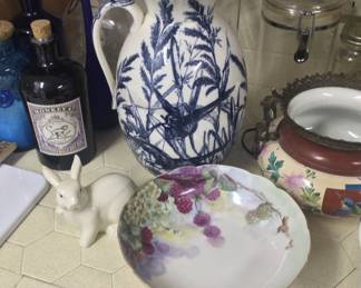 Porcelain bowl hand painted, jug