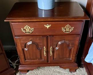 One of two bedside chests and lamps available