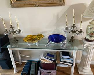 Long glass side table